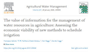 View of the journal article from the website of the magazine "Agricultural Water Management"